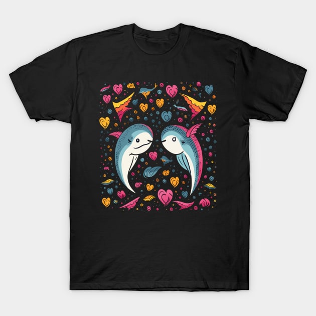 Narwhal Valentine Day T-Shirt by JH Mart